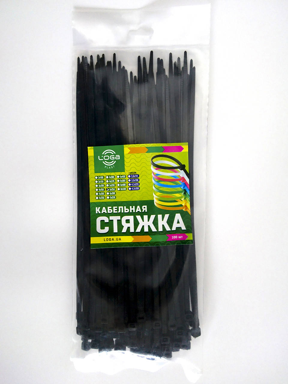

Пластиковые хомуты 5x250 100шт, Черный