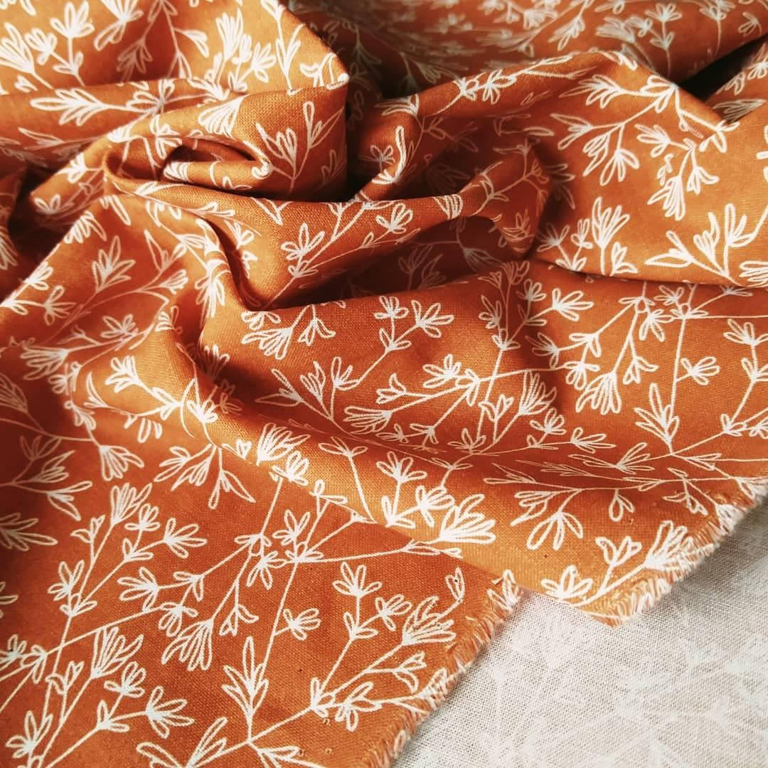 

Ткань хлопок веточки терракот