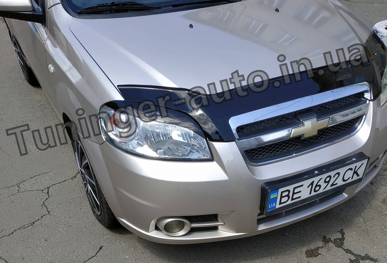 

Реснички на фары Chevrolet Aveo T250 2005-2012 (ANV), Черный