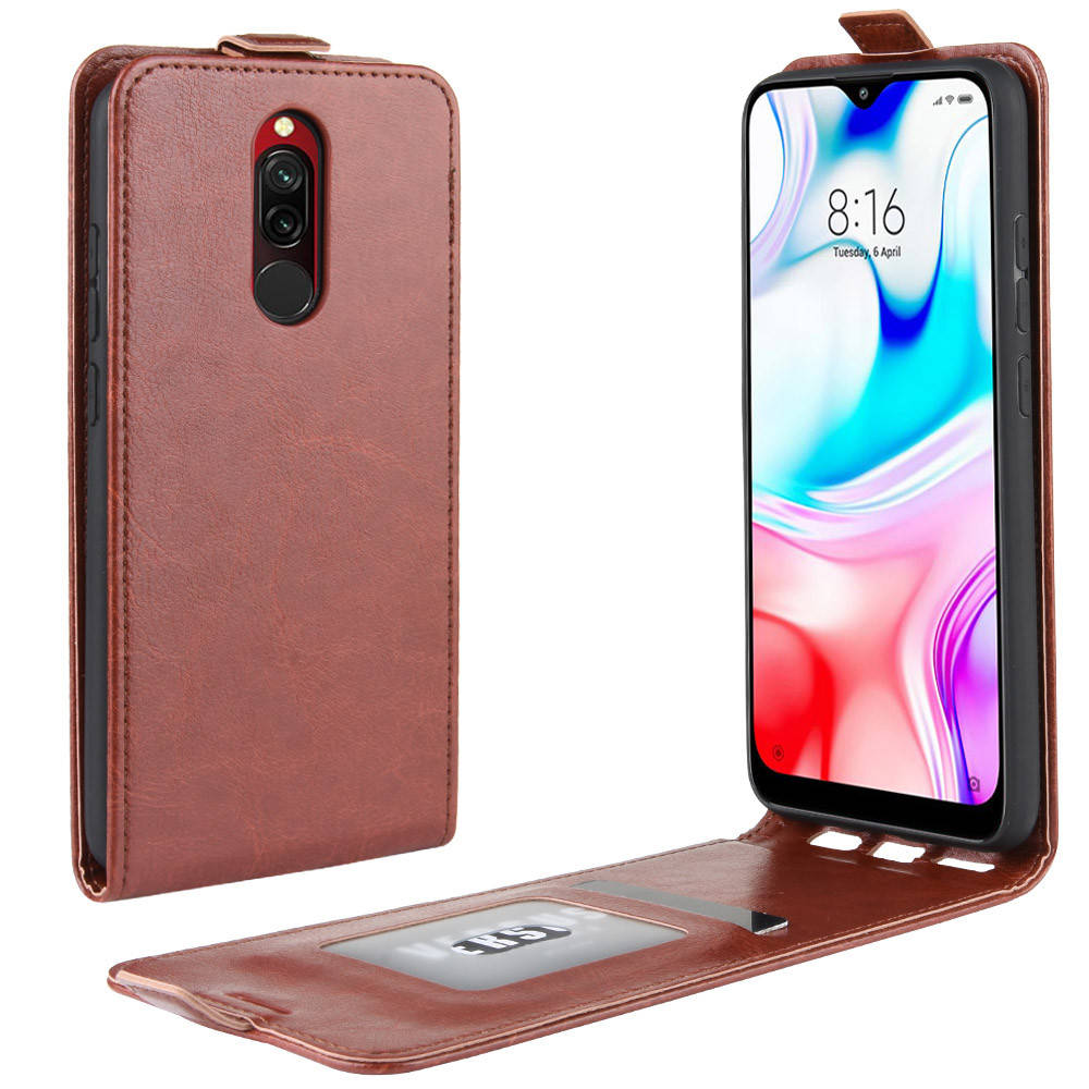 

Чехол IETP для Xiaomi Redmi 8 флип вертикальный кожа PU коричневый