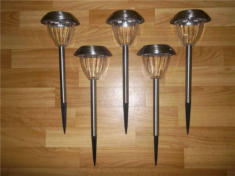 

5 шт. Садовые светильники фонари на солнечной батарее 43 см. (нерж. сталь)