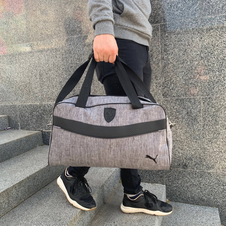 

Спортивная сумка мужская женская / дорожная Puma Ferrari x light grey, Серый