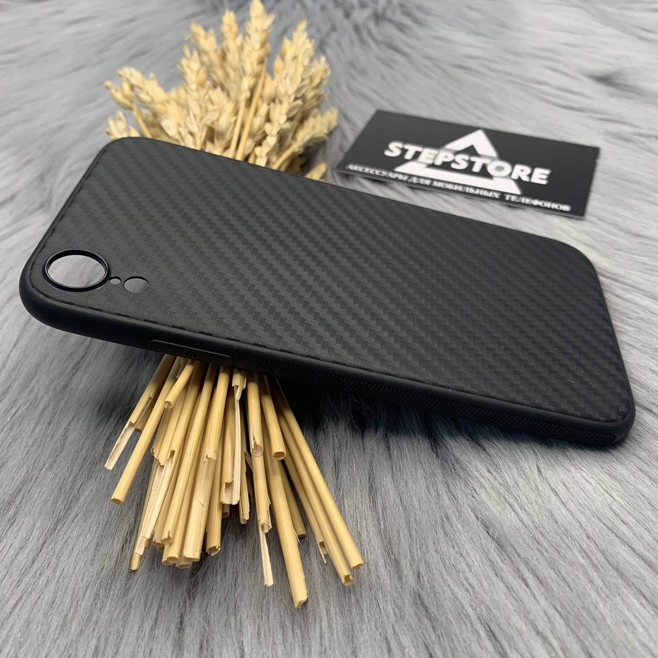 

Чехол карбоновый для Iphone XR силиконовый тонкий Сarbon черный