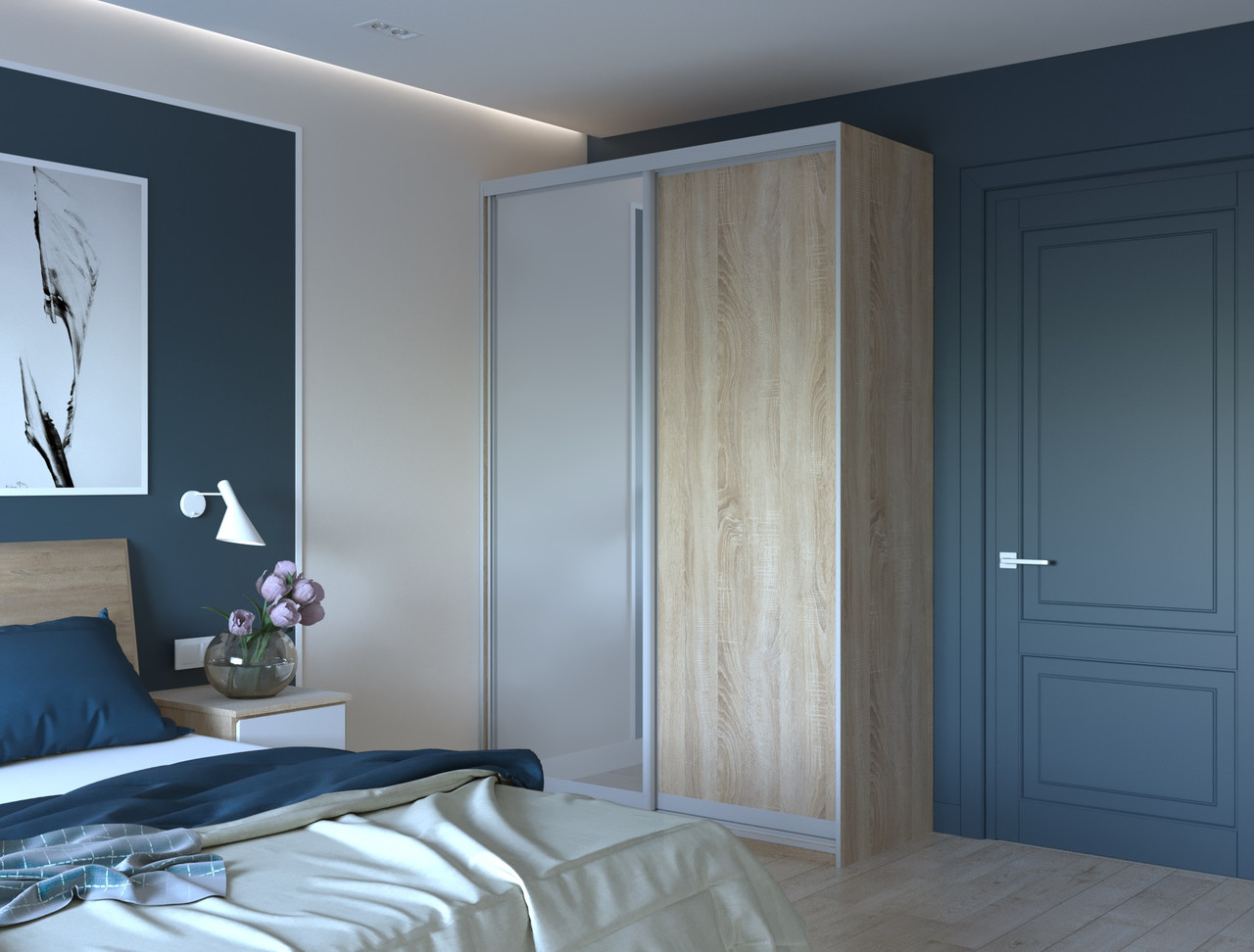 Шафа купе Doros Сіті Лайт Дуб Cонома 1 ДСП / 1 Дзеркало 150х45х225 (42002037) 3