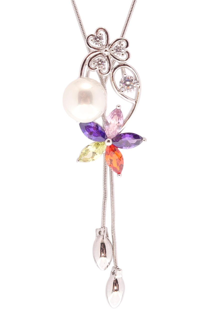 

Бегунок на цепочке Xuping Родий "Цветочная композиция с цветными фианитами и жемчугом" размер 49-52см х 1мм