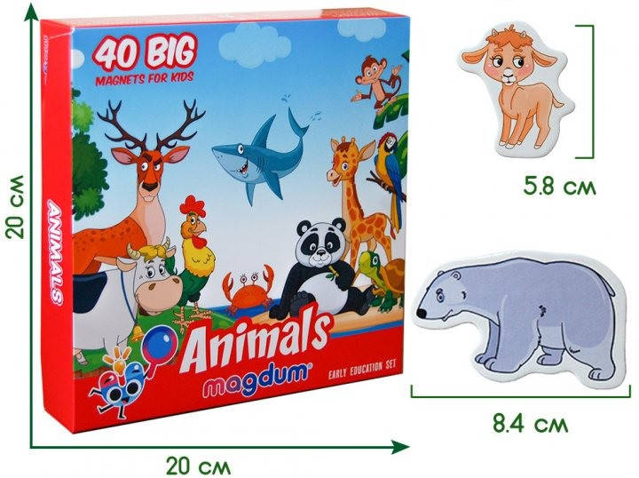 

Магниты для детей "Животные" Magdum, Разные цвета