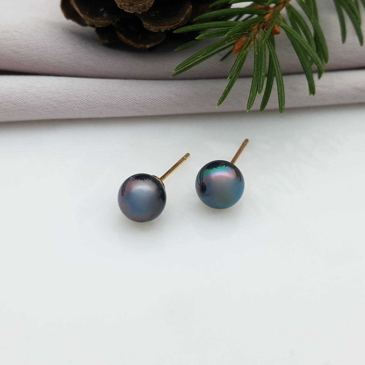 

Серьги гвоздики, Черная Жемчужина, медсталь Xuping, 18К