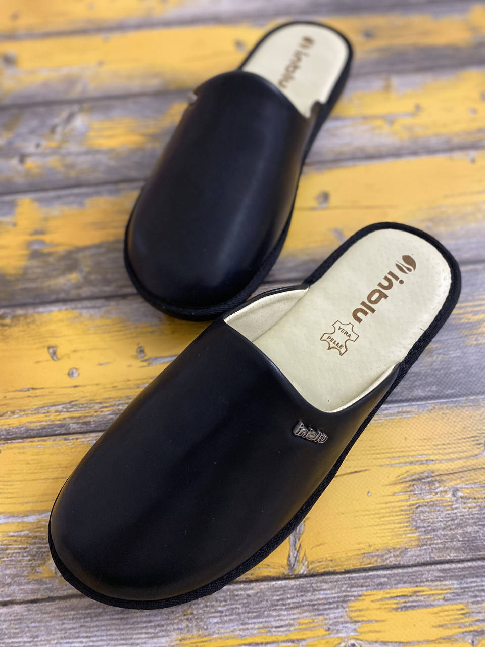 

Мужские кожаные тапочки Inblu чёрный только 43(27,8см) маломерят на размер