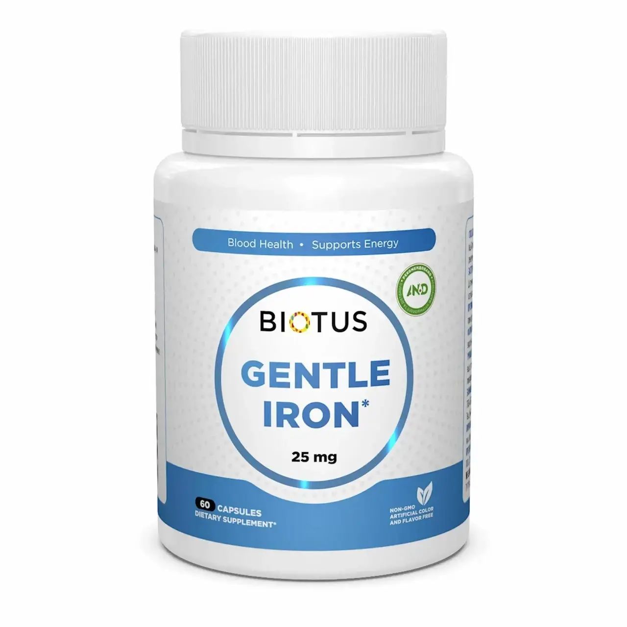 

Железо, Gentle Iron, Biotus, 25 мг, 60 капсул
