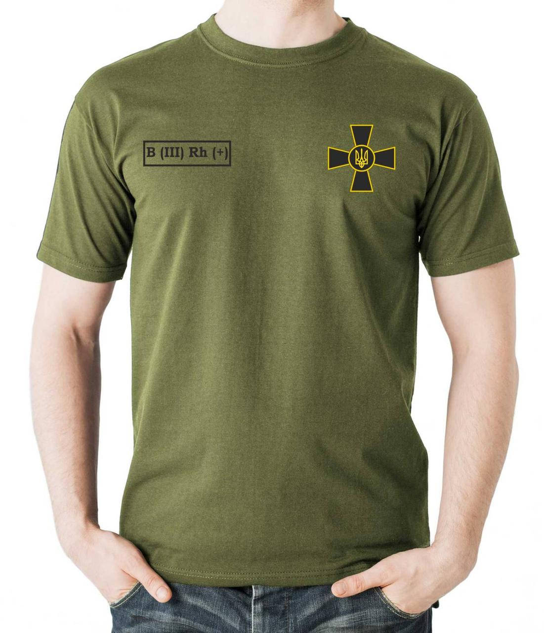 

Футболка ВСУ + группа крови 3+ XL, Оливковый