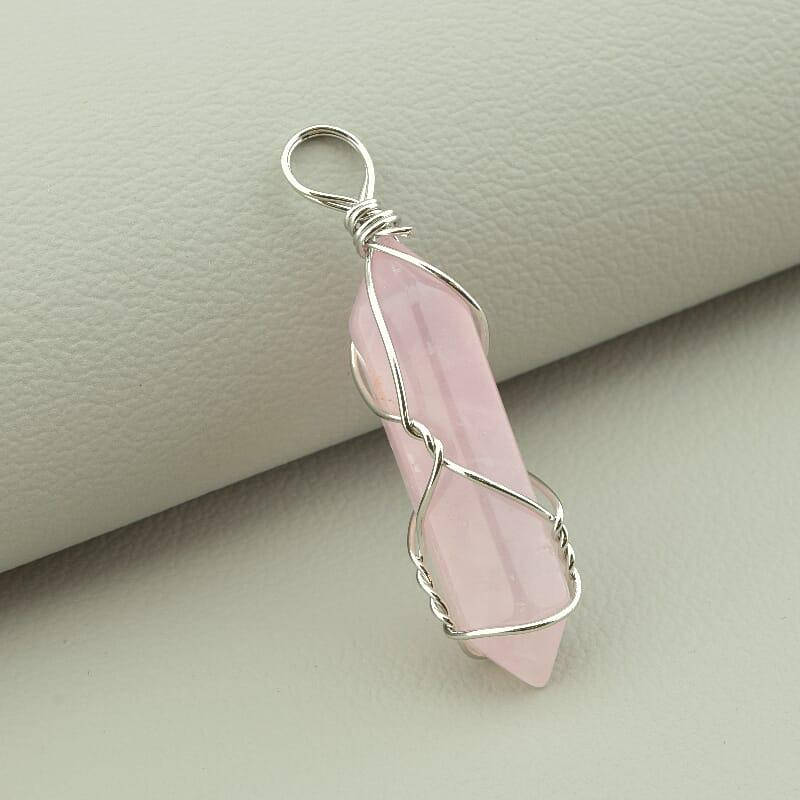 

107959 Кулон Розовый кварц 35x9мм.