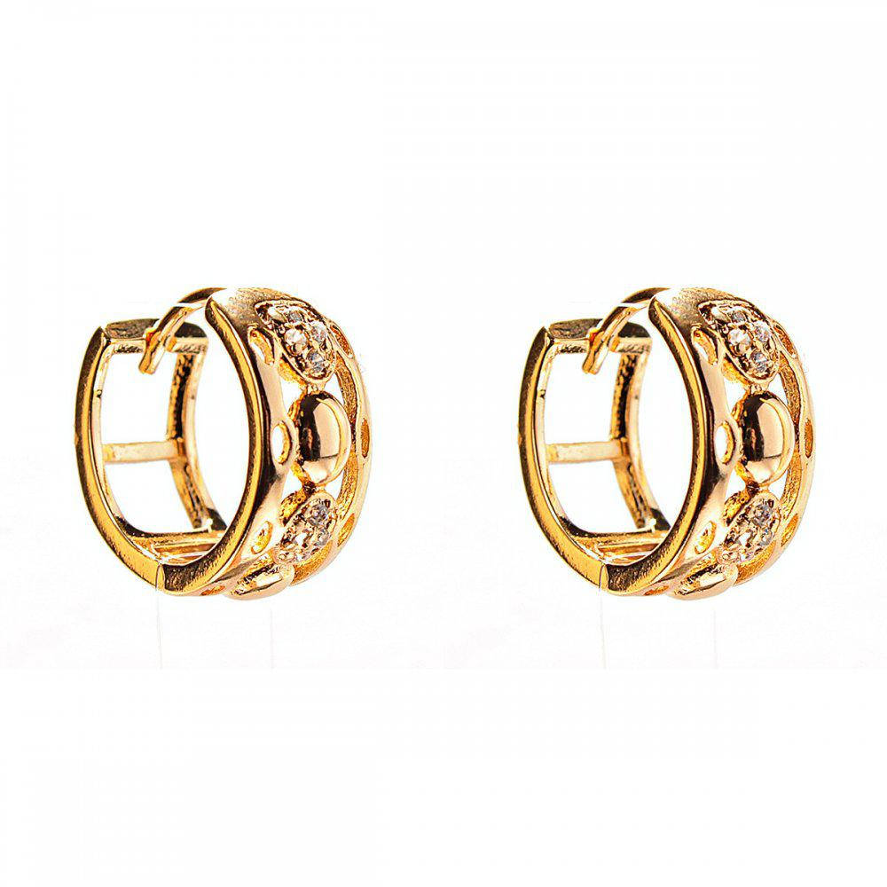 

Серьги Xuping круглые золотого цвета в интересном дизайне со вставками из страз