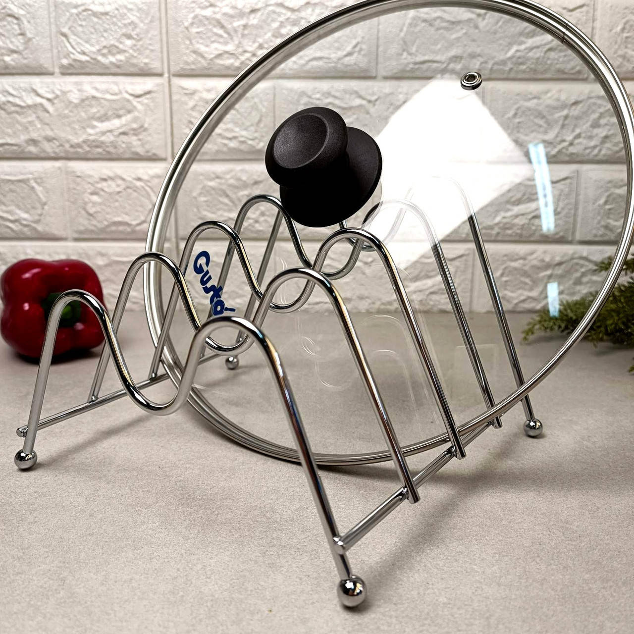 

Подставка-органайзер для сушки и хранения крышек на 4 отсека