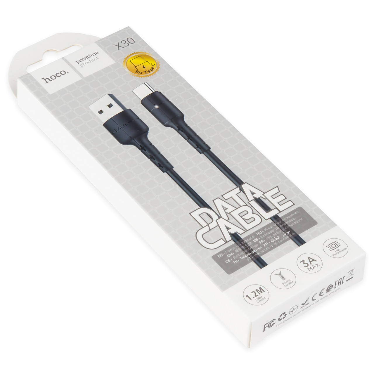 

Кабель USB - Type-C HOCO X30 1.2м чёрный, Черный