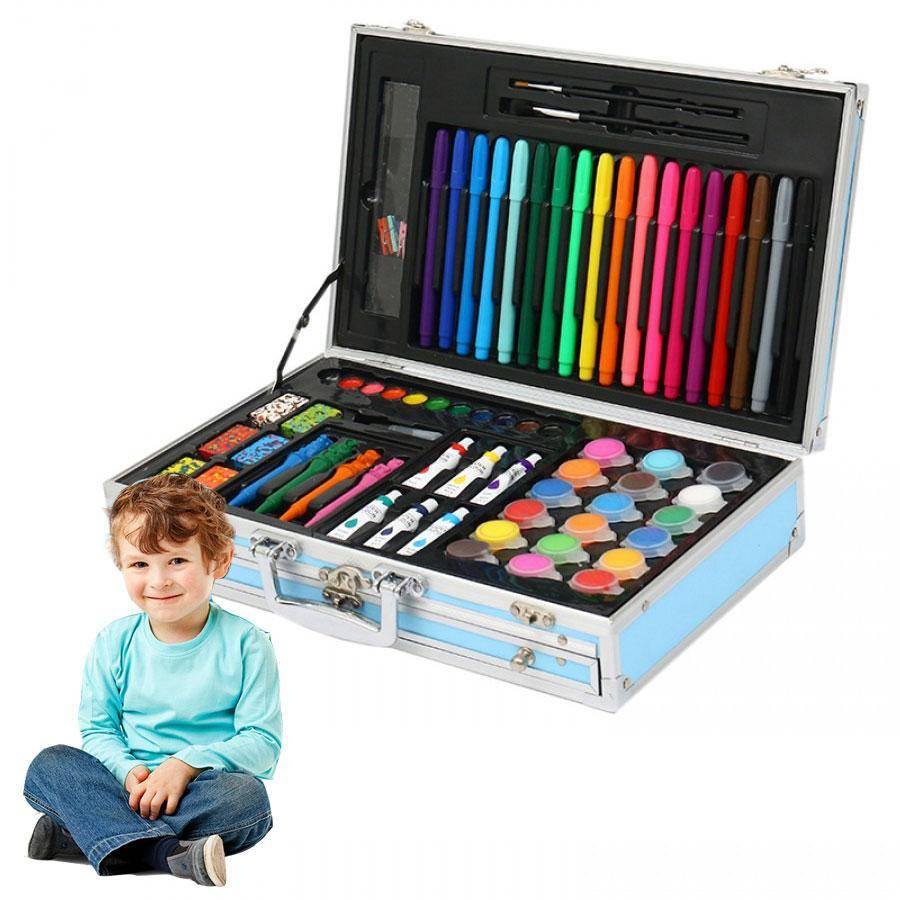 

Художественный набор для рисования детский 123 предмета Kids Art Set / Набор для творчества в чемодане Голубой