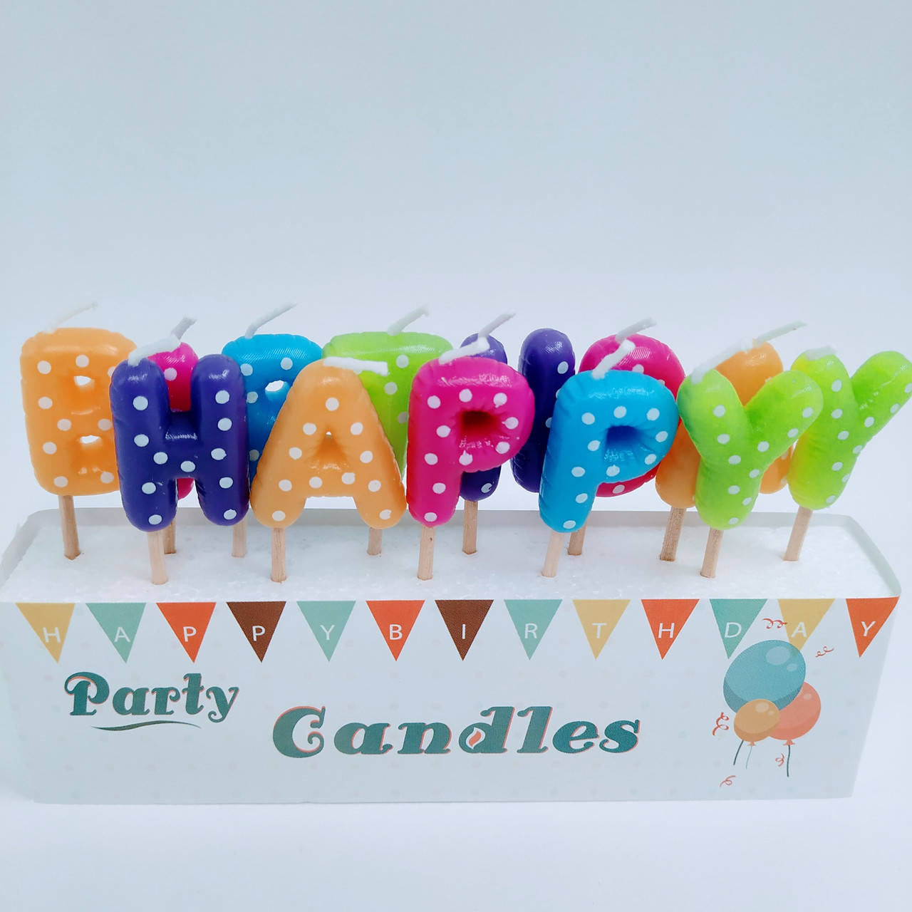

Набор свечей Happy Birthday Balloon Радуга - 12 шт