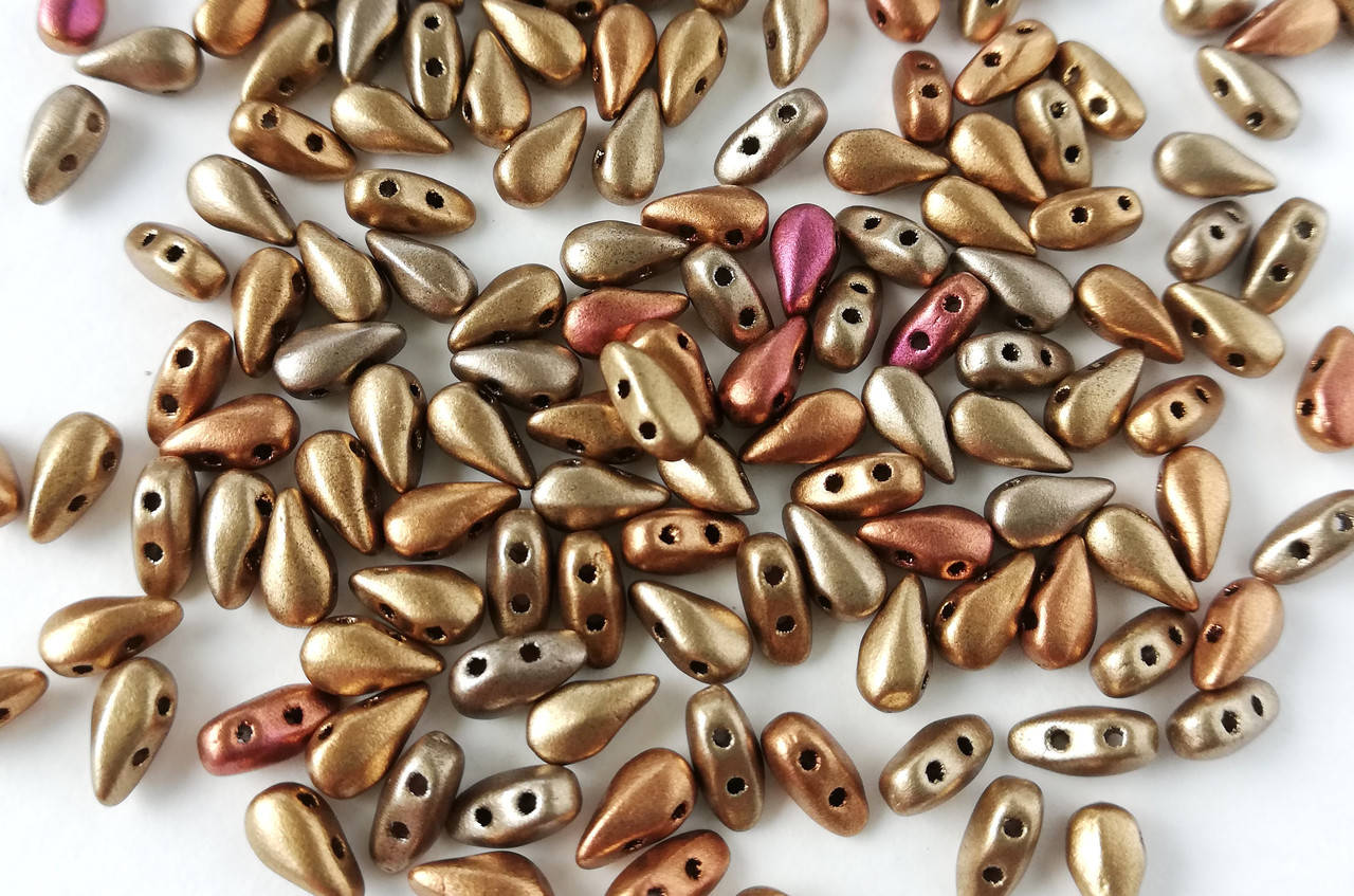 

Drop Duo 3 x 6 mm з двома отворами Чеські намистини Metallic Mix Ціна за 10 шт