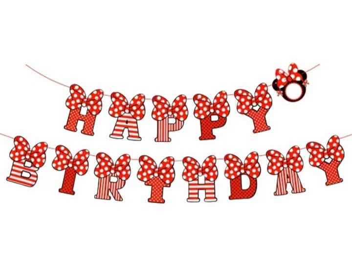 

Бумажная гирлянда красная Минни Маус 3,3 метра, Красный