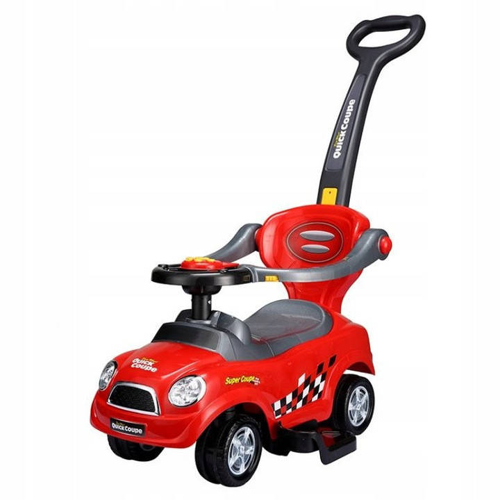 

Машинка-каталка детская Ecotoys Super Coupe красная музыкальна с родительской ручкой и подножками