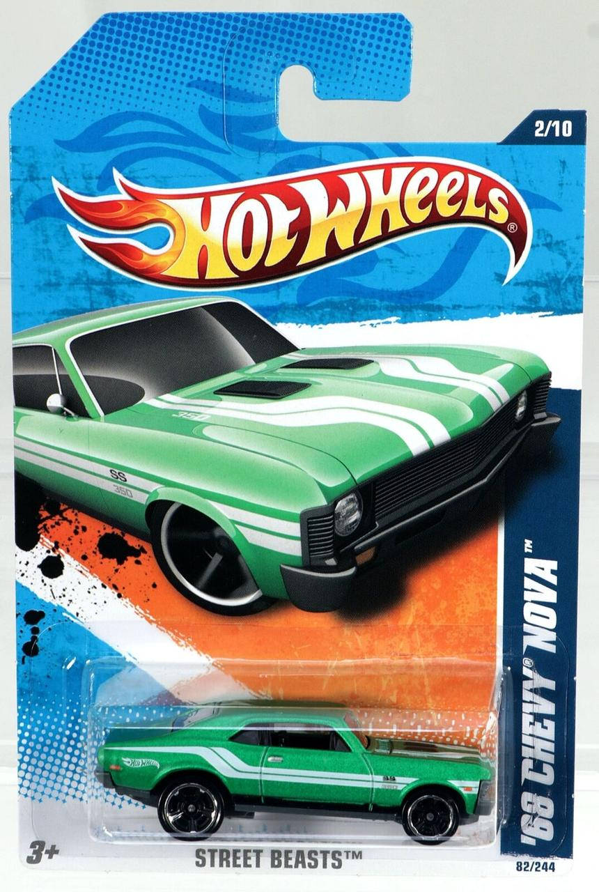 

Машинка Hot Wheels - '68 Chevy Nova - 2011 Street Beasts (#082) - T9789. Mattel Оригинал