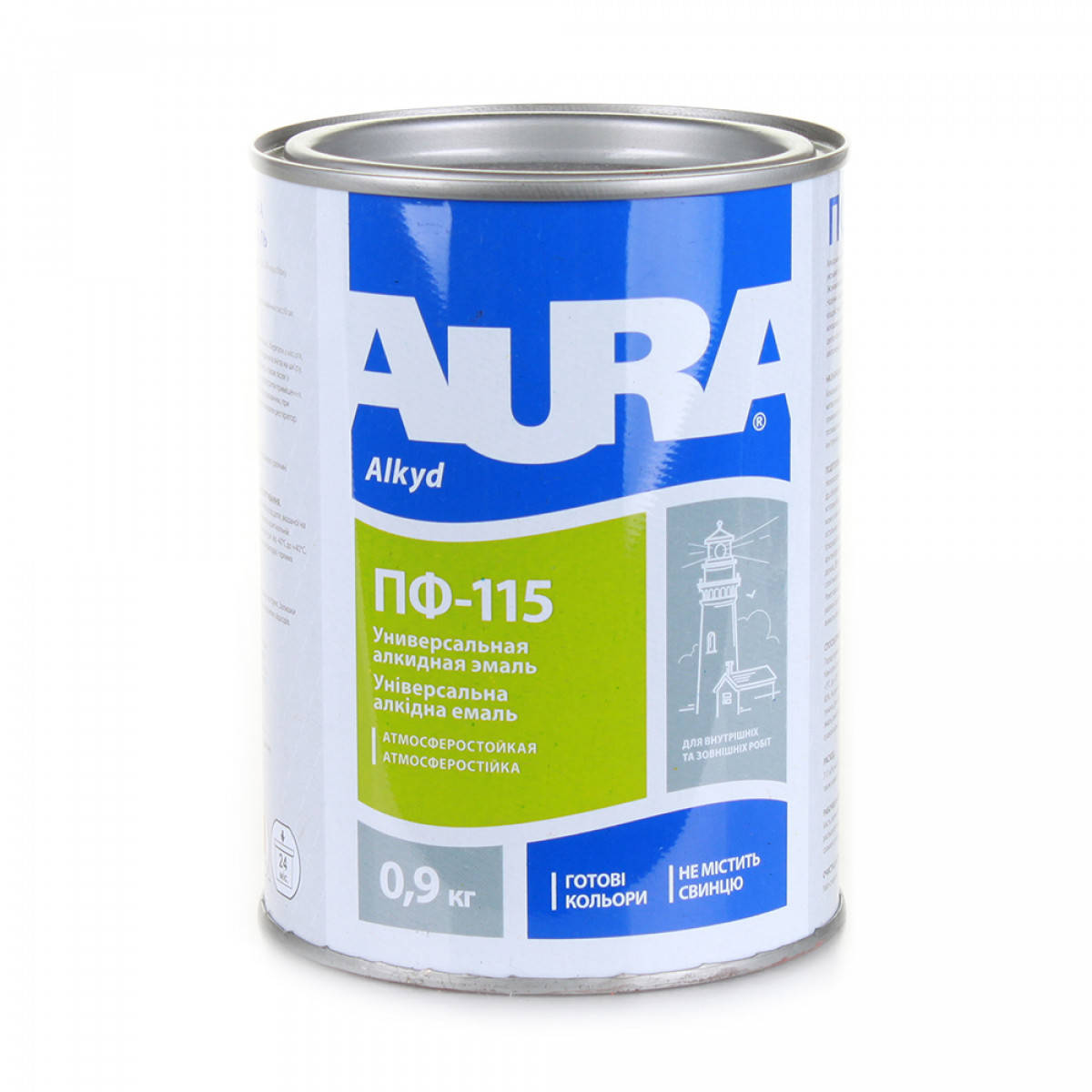 

Универсальная алкидная эмаль AURA ПФ-115 зеленая глянцевая 0.9 кг