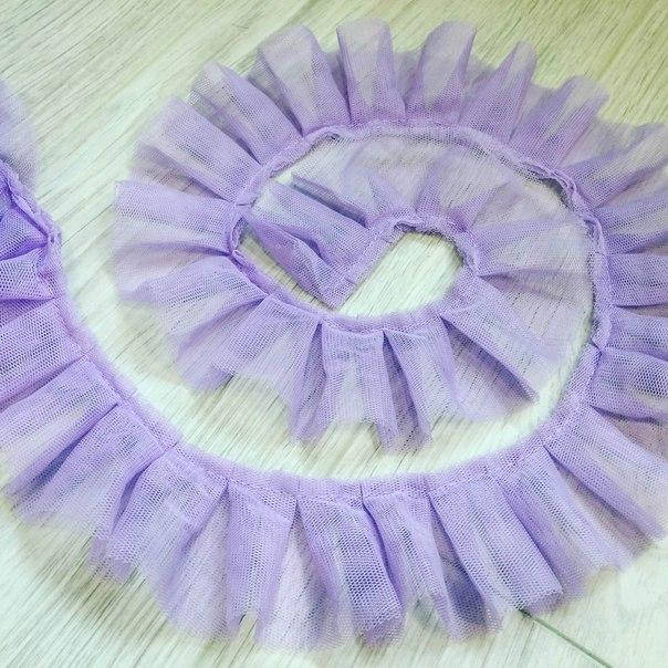 

Лента с рюшами, цвет сиреневый, отрез 45 см