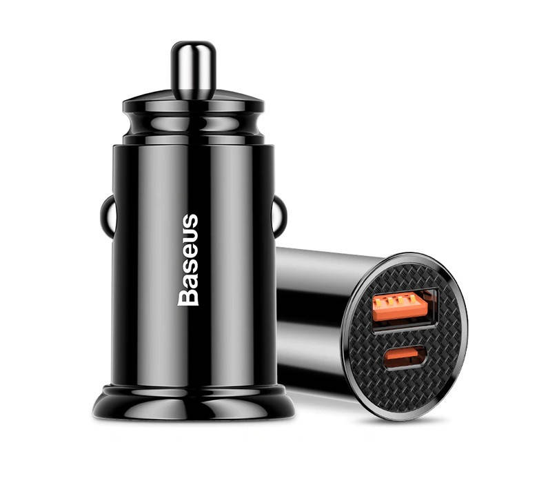 

Быстрое зарядное устройство в машину Baseus 2 порта (USB и type-C) QC4.0 5A/30W | зарядка в прикуриватель авто