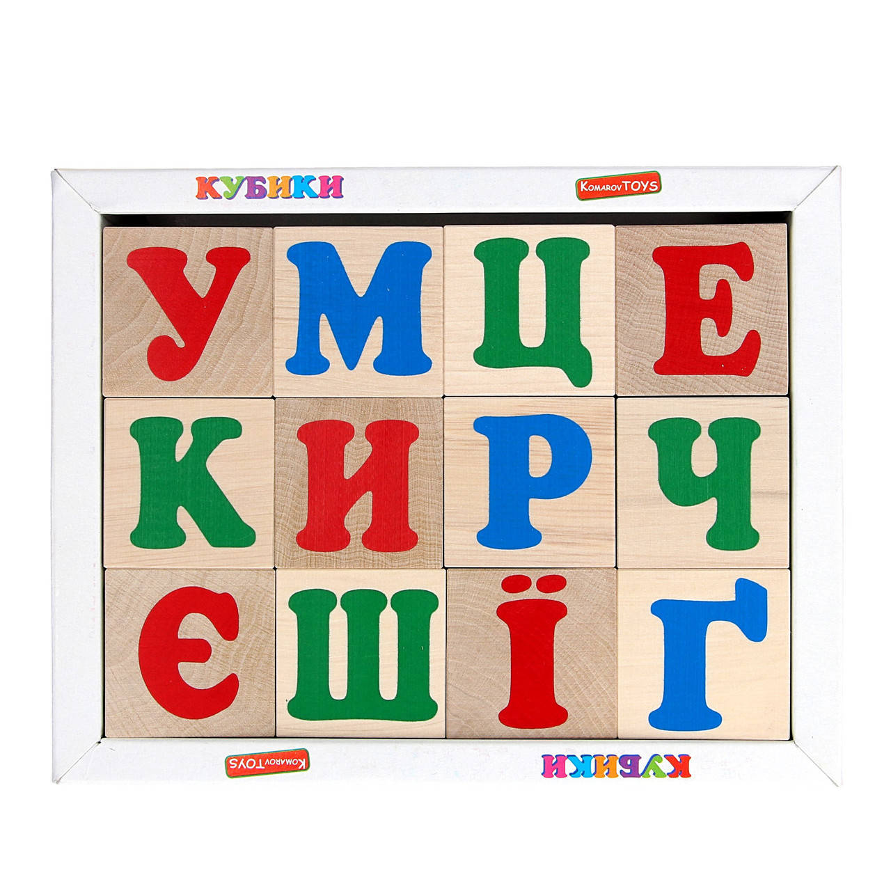 

Деревянные кубики с буквами, Абетка Komarovtoys