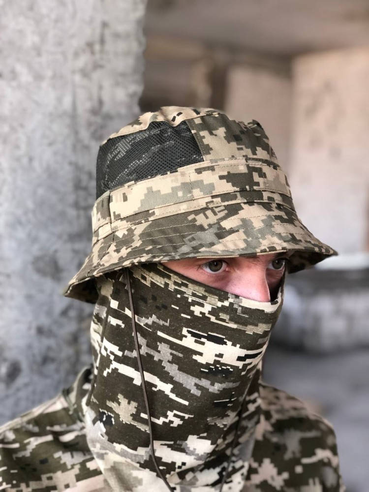 

Военная тактическая панама пиксель с сеткой