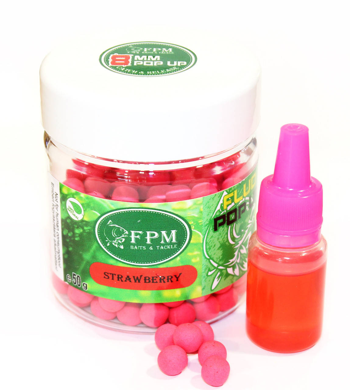 

Бойли FPM Baits® Pop Up Fluo Strawberry 8мм 50 г в банке + ДИП 10 мл