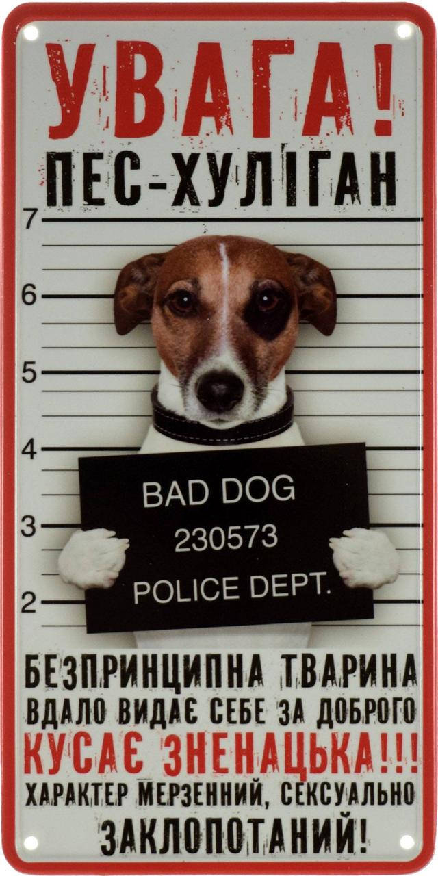 

Металлическая табличка "Увага! Пес-Хуліган Кусає Зненацька!" (ms-002676)