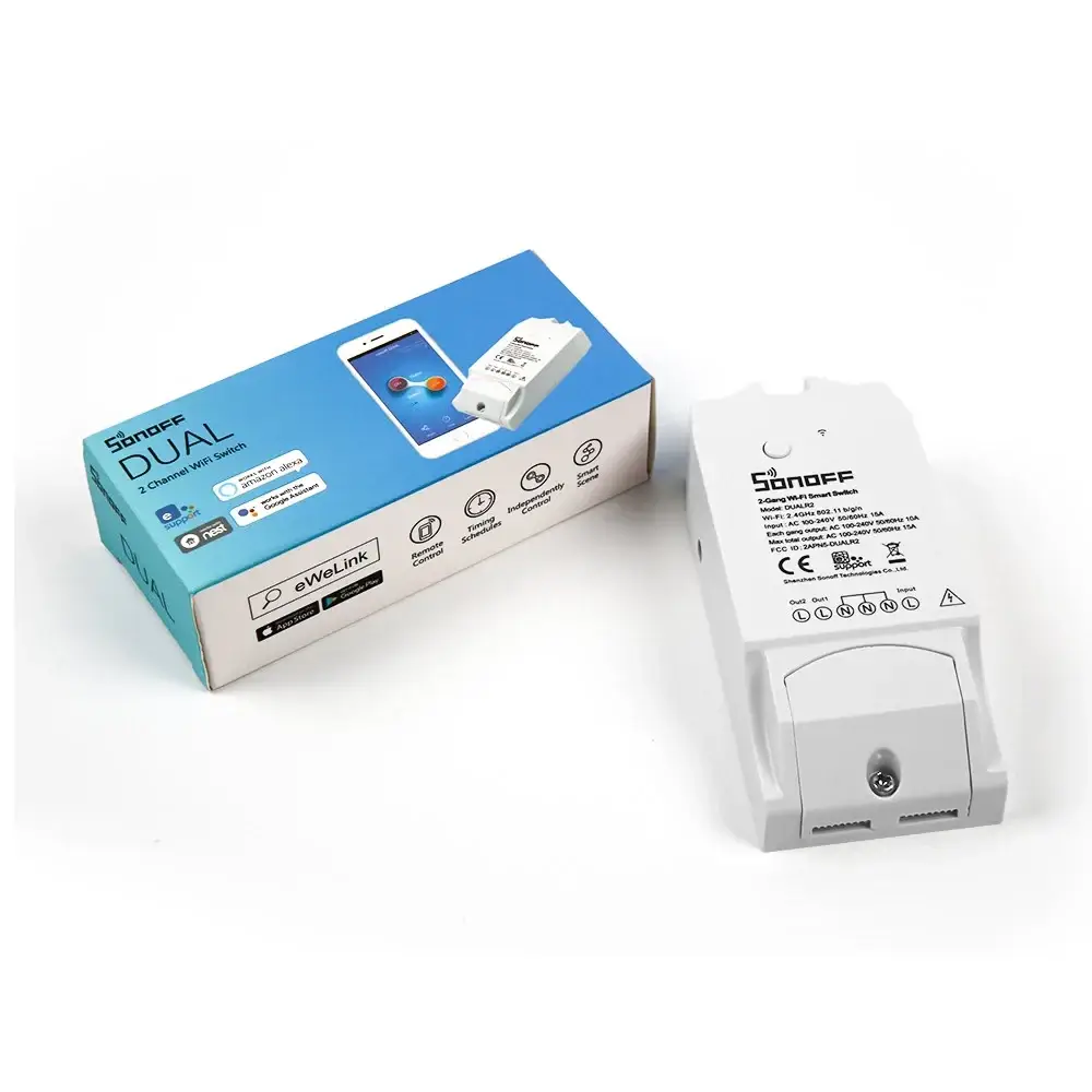 

Sonoff Dual Двухканальное беспроводное Wifi реле умный дом, Wifi выключатель, замена 2 штук Sonoff Basic