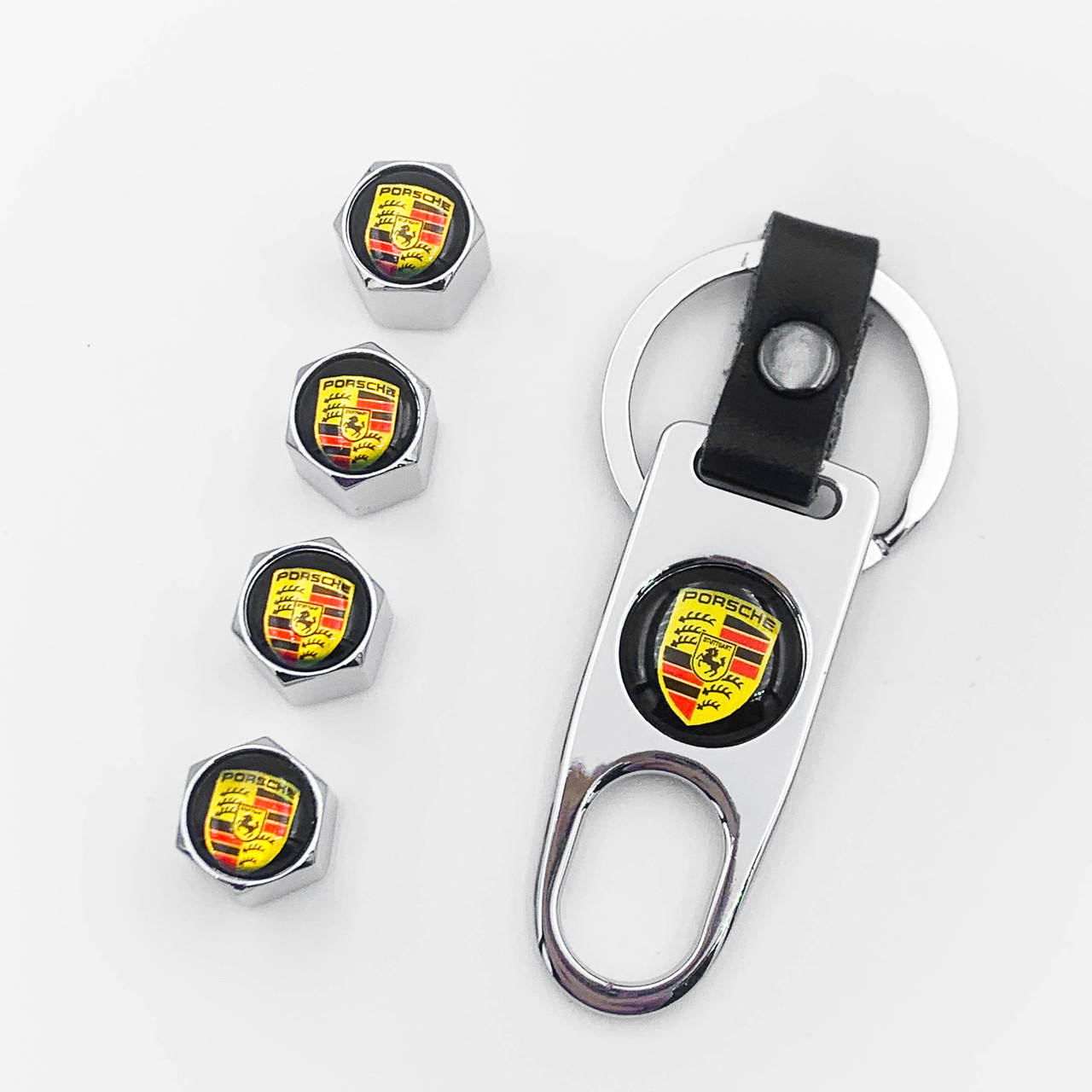 

Защитные колпачки на ниппеля PORSHE (Порше) c брелком Хром