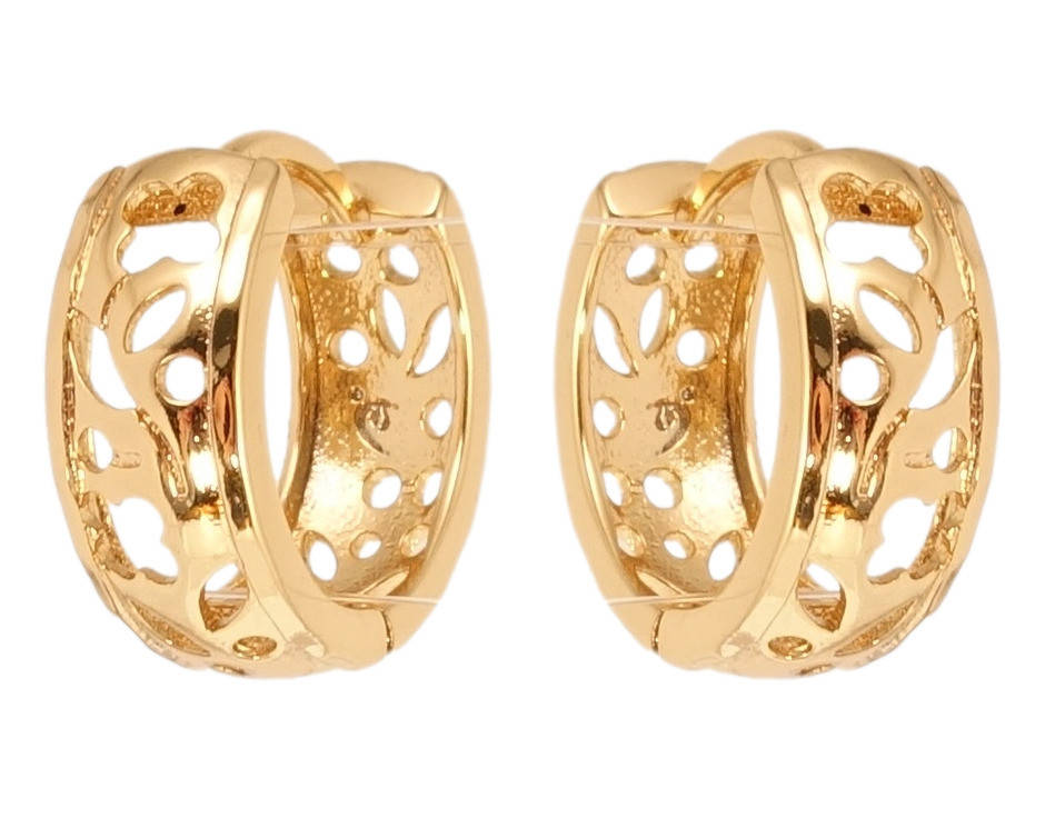 

Серьги Xuping Позолота 18K колечки "Резной растительный орнамент"