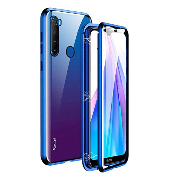 

Магнитный чехол Magnetic для Xiaomi Redmi Note 8 два стекла (Разные цвета) Закаленное стекло, Синий
