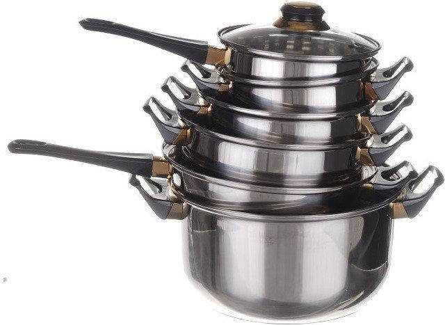 

Набор кастрюль с крышками из 12 предметов A-plus 9036, Серебристый