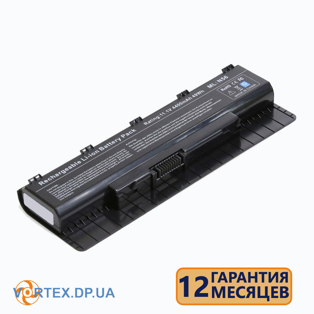 

Батарея для ноутбука Asus N46, N56, N76 (A31-N56) 10.8V 5200mAh черная, Черный