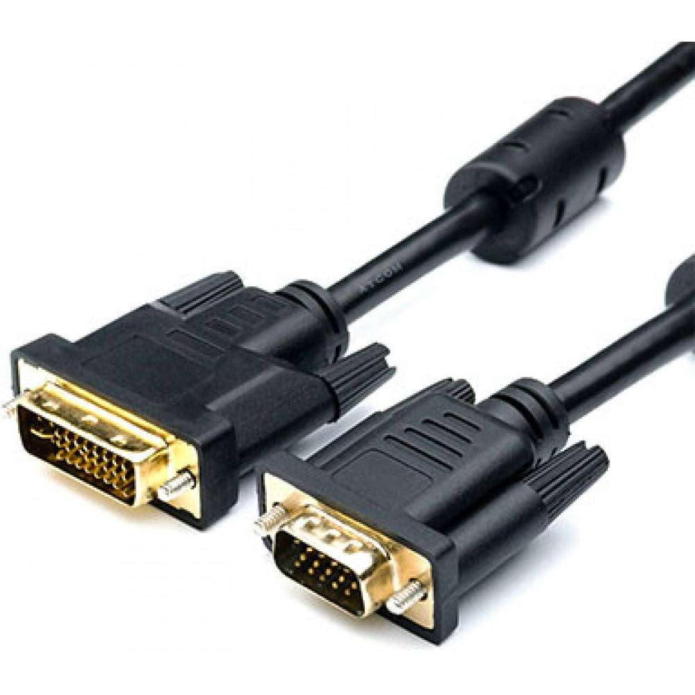 

Кабель с интерфейсом для монитора DVI to VGA Mutisia 1.5м, кабель для компьютеров, кабель для проекторов, Черный