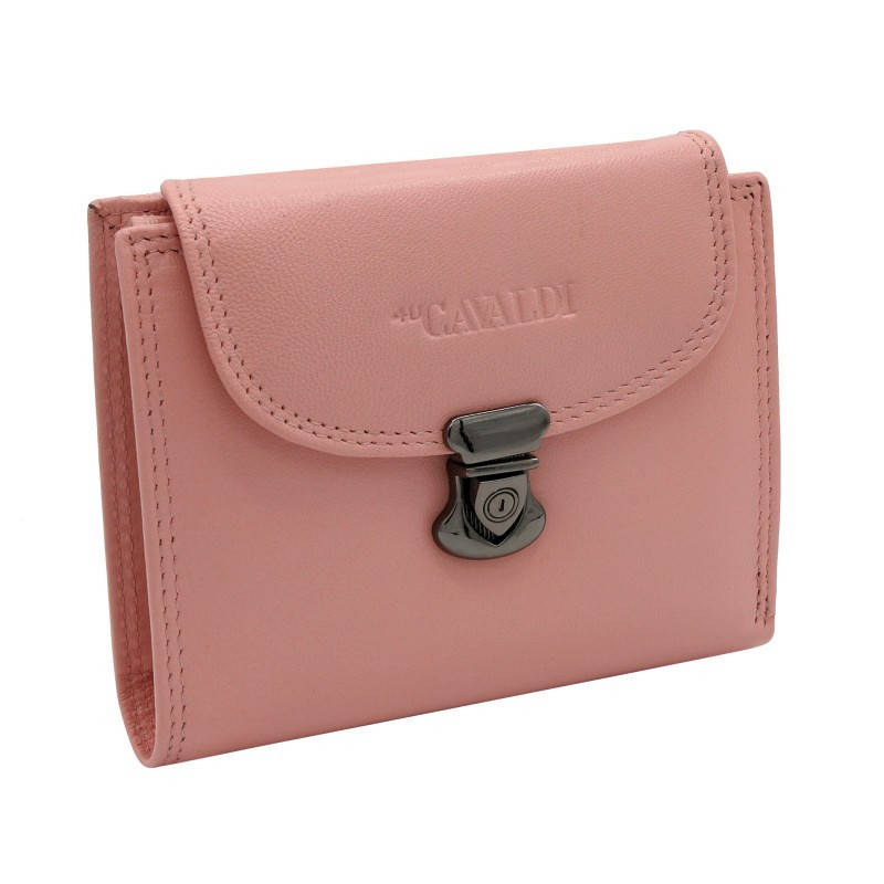 

Женский кожаный кошелек маленький розовый Cavaldi RD-19 GCL pink