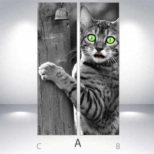 

Виниловая наклейка на холодильник, кошка, 180х60 см - Лицевая+Левая(А), с ламинацией, Серый