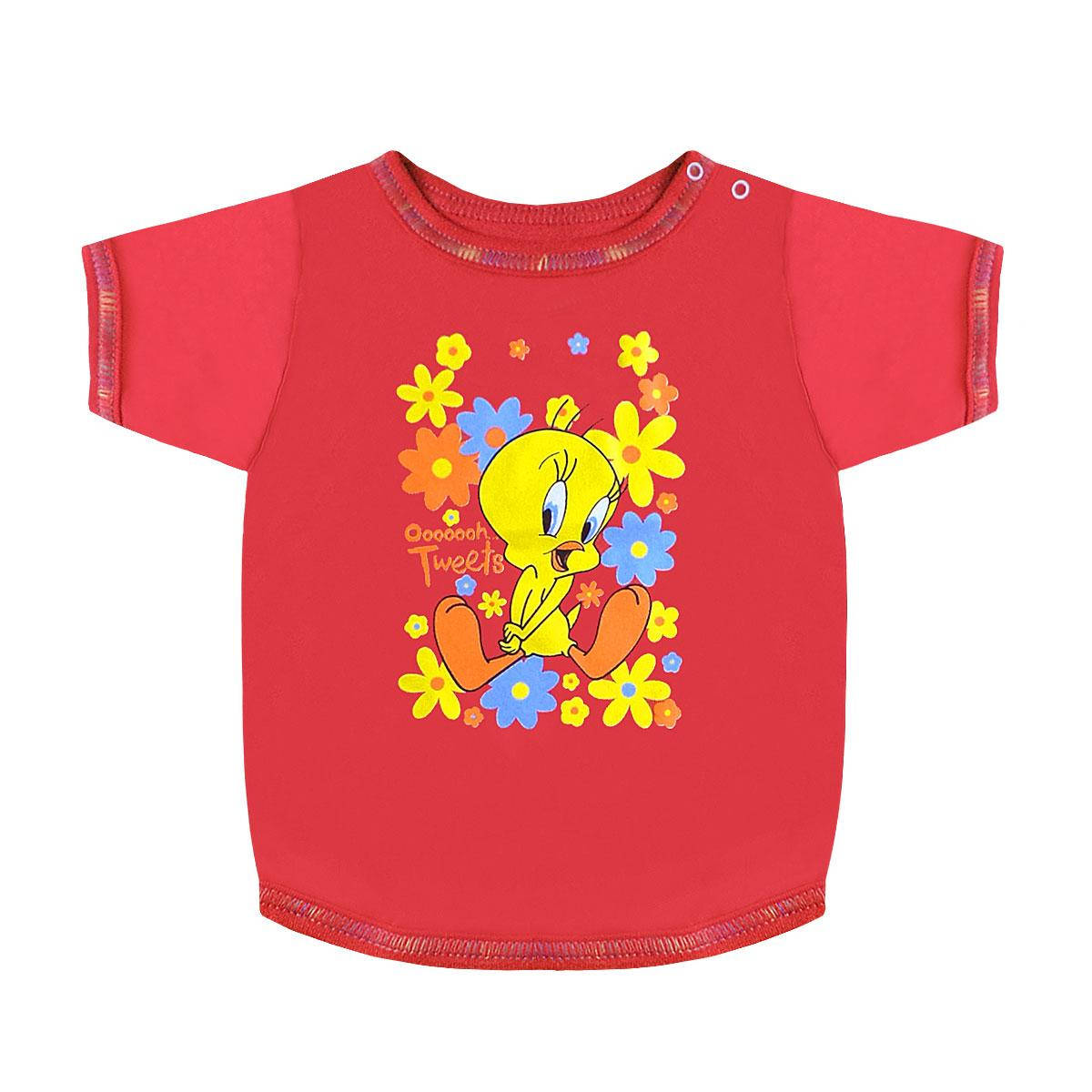 

Ясельная футболка для девочки с рисунком интерлок Красный