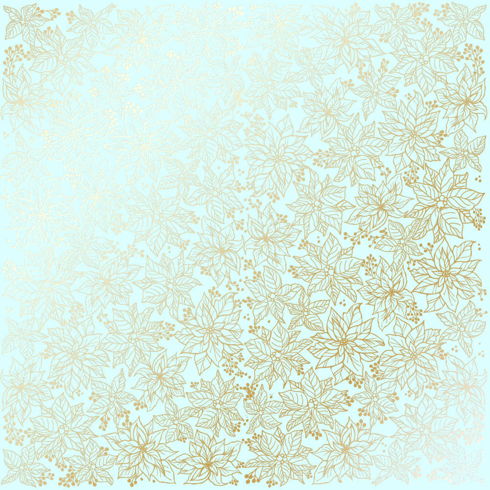 

Папір односторонній з фольгуванням - Golden Poinsettia Mint - Fabrika Decoru - 30x30