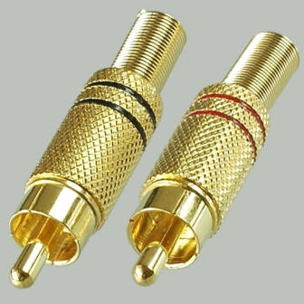 

Штекер RCA под кабель с пружиной gold, диам.- 6,5мм., корпус металл