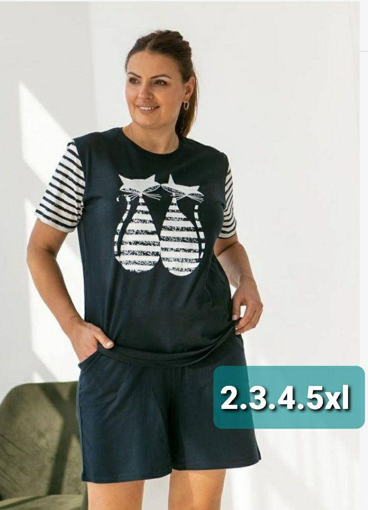 

Р-р 48 пижама женская трикотажная. с шортами