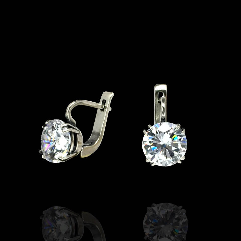 

Серебряные серьги с большими фианитами