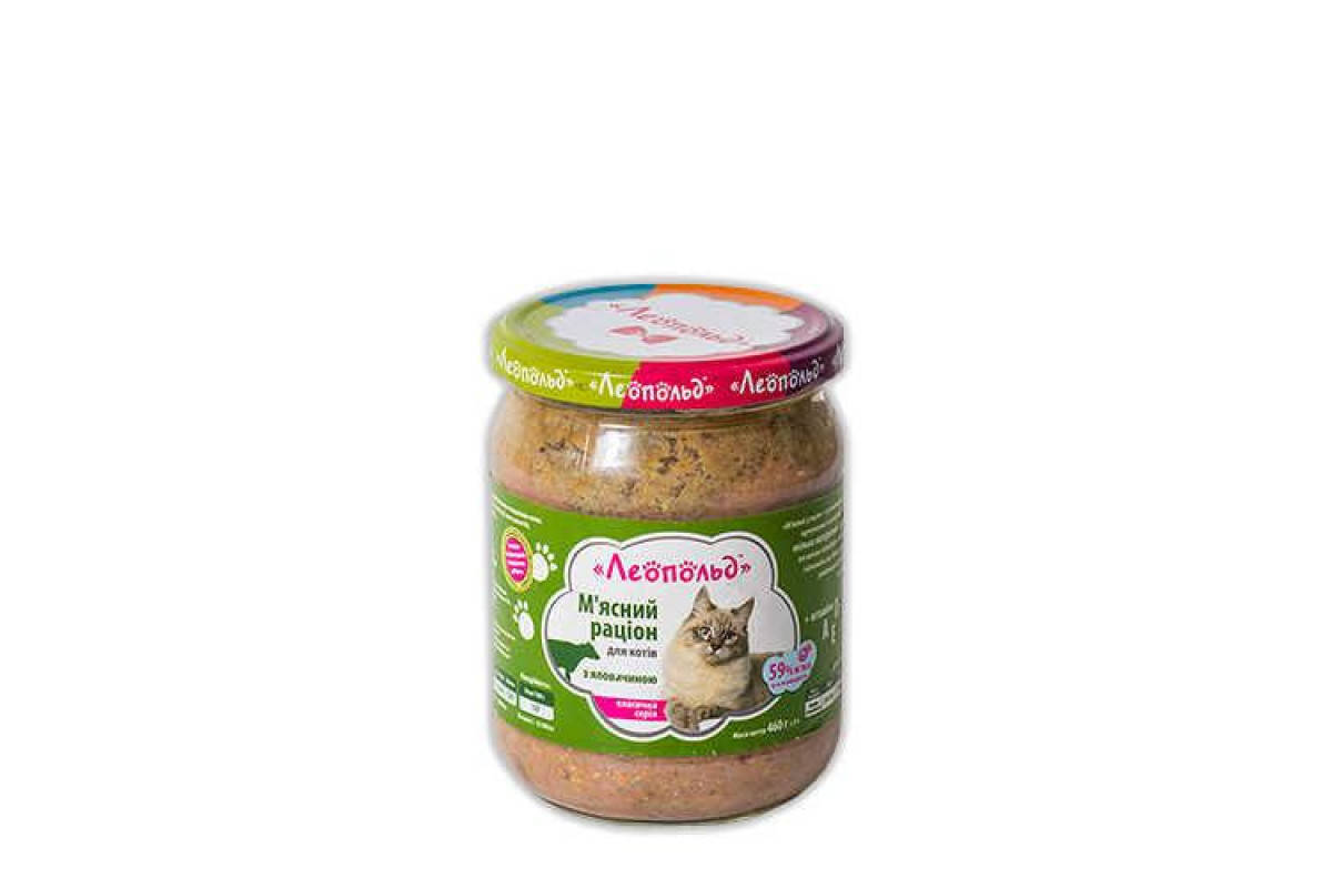 

Консерва Леопольд для кошек, мясной рацион с говядиной, 460 г