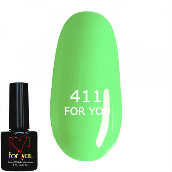 

Гель лак Зеленый Мятный FOR YOU № 411 8 мл 8 мл