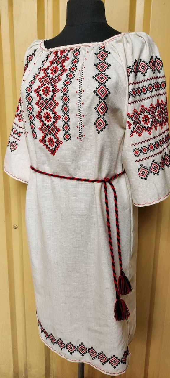

Платье натуральный лён ручная вышивка орнамент