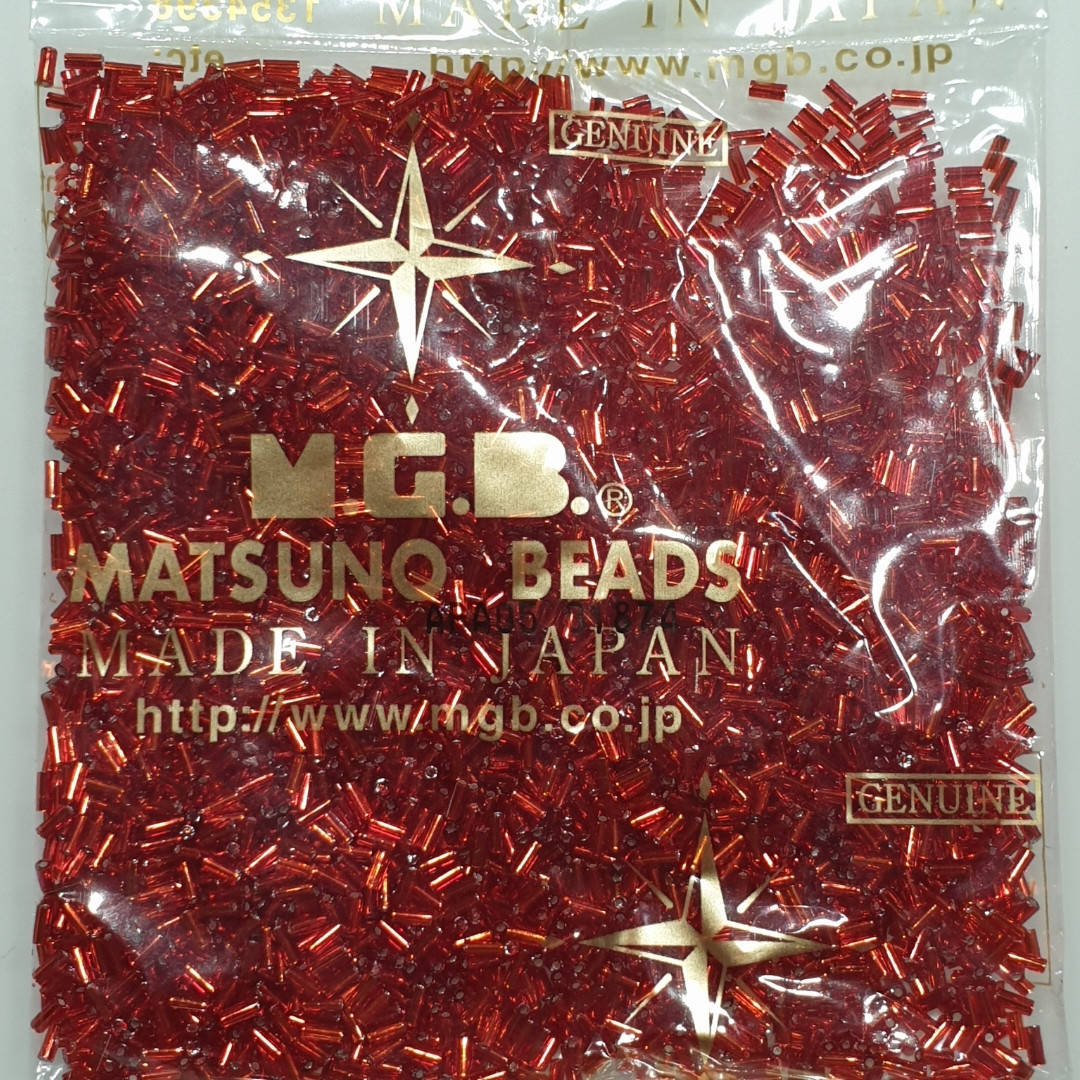 

Стеклярус Matsuno RED 37 RB-4.5mm 100гр, Красный