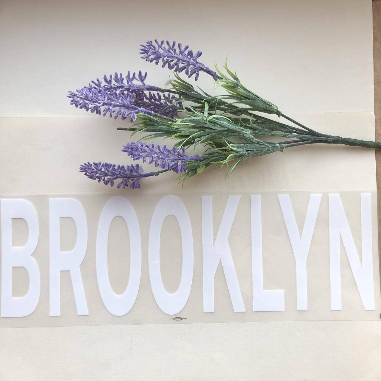 

Термоаппликация-накатка, наклейка на одежду надпись BROOKLYN белая 35х11 см., Разные цвета